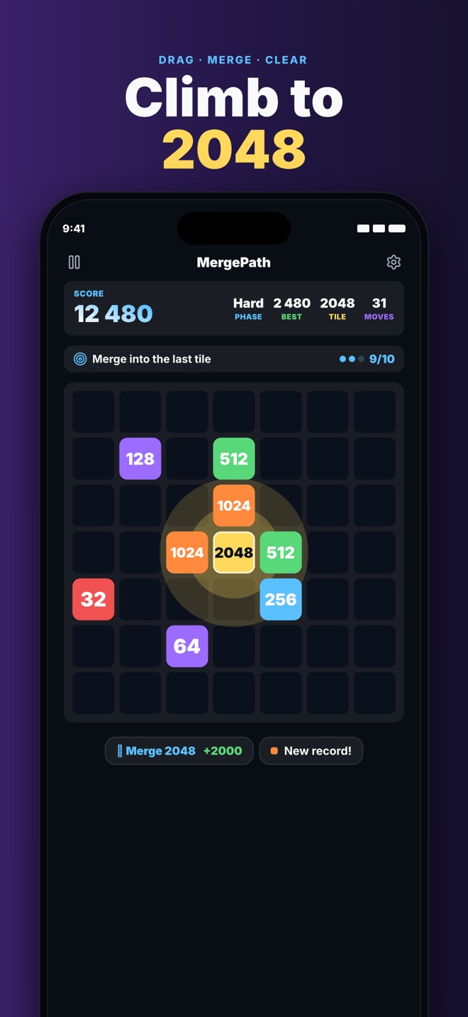 MergePath merge in action — release a path to combine tiles into the next power of two.